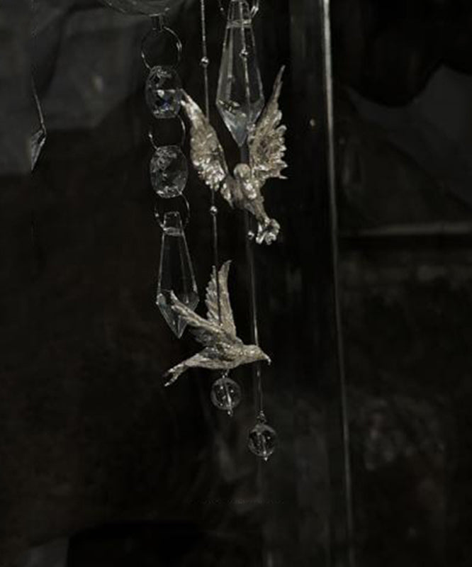 Fine Silk Sterling Silver Little Bird Tassel Drop Earrings