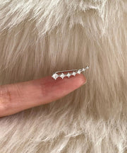 Fine Silk Sterling Silver Zircon Arc Hoop Earrings