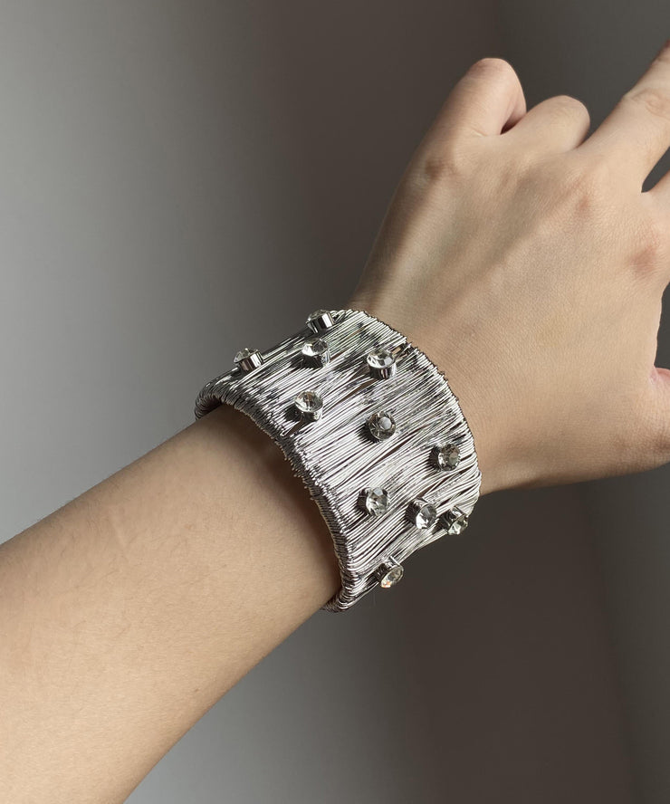 Fine Silk Sterling Silver Zircon Cuff