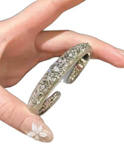 Fine Silk Sterling Silver Zircon Hollow Out Pattern Cuff