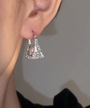 Fine Silk Sterling Silver Zircon Pearl Handbag Hoop Earrings