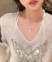 Fine Silk Sterling Silver Zircon Pearl Pendant Necklace