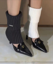 Fine Splicing Stiletto High Heels Black Sheepskin Pointed Toe