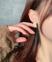 Fine White Alloy Pearl Zircon Hoop Earrings