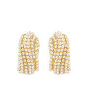 Fine White Alloy Pearl Zircon Hoop Earrings