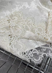 Fine White Jacquard Patchwork Lace Silk Blouses Fall