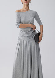Fine White One Shoulder Cotton Two Piece Set Outfits Summer