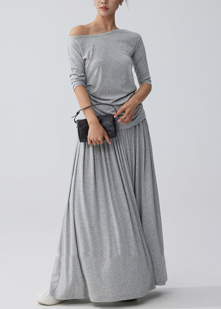 Fine White One Shoulder Cotton Two Piece Set Outfits Summer