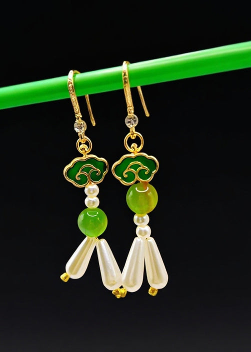 Fine White Pearl Ethnic Style Drop Earrings