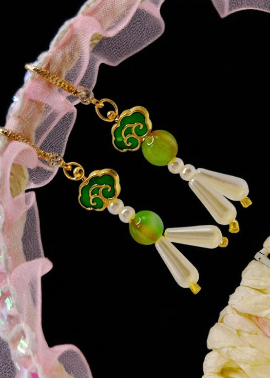 Fine White Pearl Ethnic Style Drop Earrings