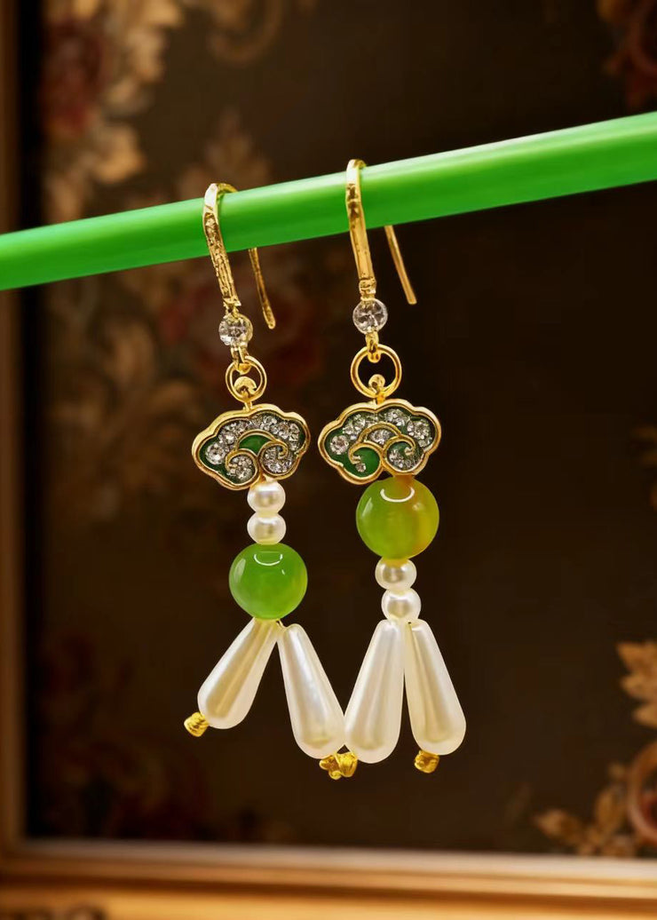 Fine White Pearl Ethnic Style Drop Earrings