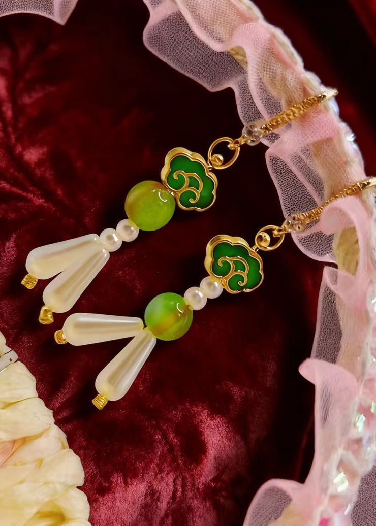 Fine White Pearl Ethnic Style Drop Earrings