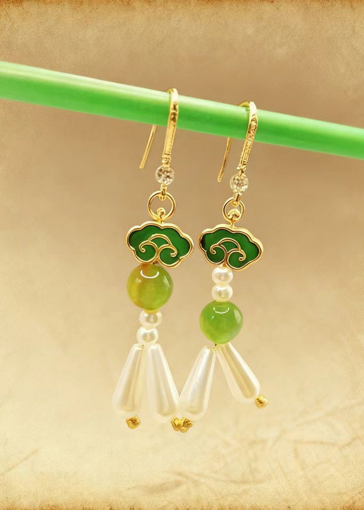 Fine White Pearl Ethnic Style Drop Earrings