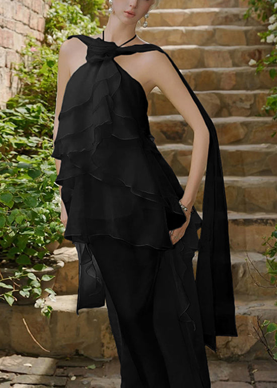 Fine White Ruffled Asymmetrical DesignPatchwork Chiffon Dresses Summer