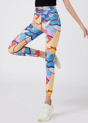 Fine Yellow Print Butt Scrunch Capri Running Leggings