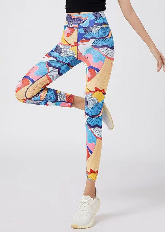 Fine Yellow Print Butt Scrunch Capri Running Leggings