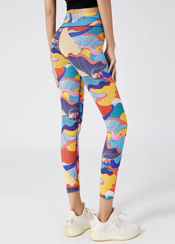 Fine Yellow Print Butt Scrunch Capri Running Leggings