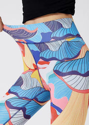 Fine Yellow Print Butt Scrunch Capri Running Leggings