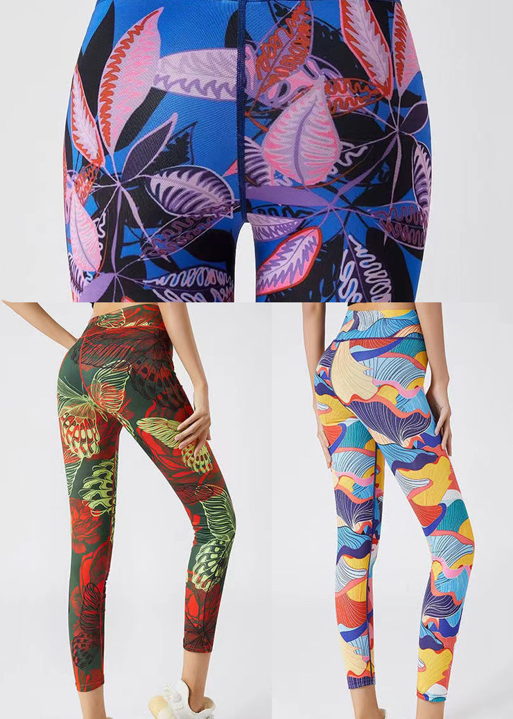 Fine Yellow Print Butt Scrunch Capri Running Leggings