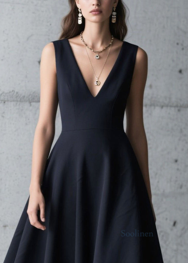 Fitted Black Hollow Out Exra Large Hem Chiffon Dress Summer