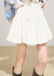 Fitted Brown High Waist Cotton A Line Short Skirt Spring