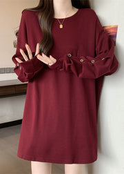 Fitted Mulberry Oversized Wrinkled Cotton Sweatshirts Top Fall