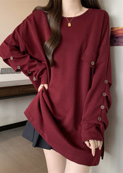 Fitted Mulberry Oversized Wrinkled Cotton Sweatshirts Top Fall