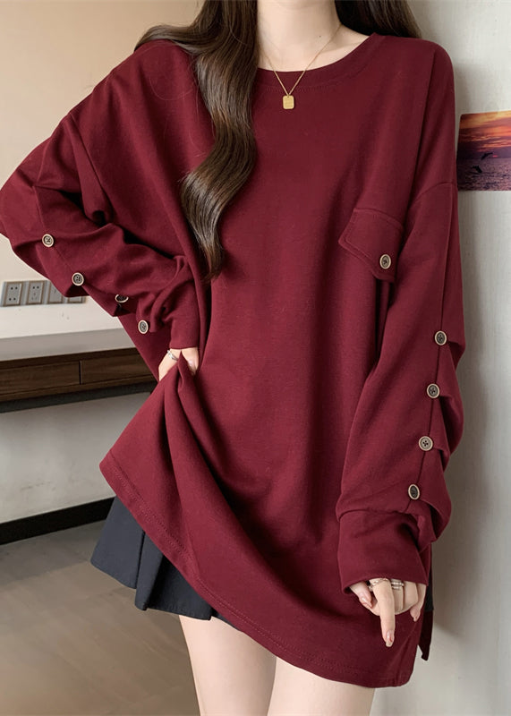 Fitted Mulberry Oversized Wrinkled Cotton Sweatshirts Top Fall