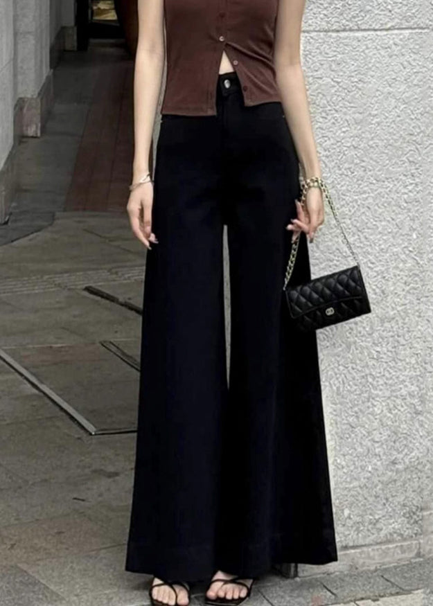 Fitted Navy Oversized Denim Wide Leg Pants Fall