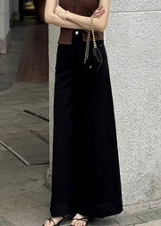 Fitted Navy Oversized Denim Wide Leg Pants Fall