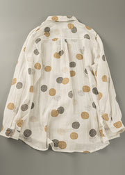 Fitted Orange Oversized Print Cotton Shirt Tops Spring