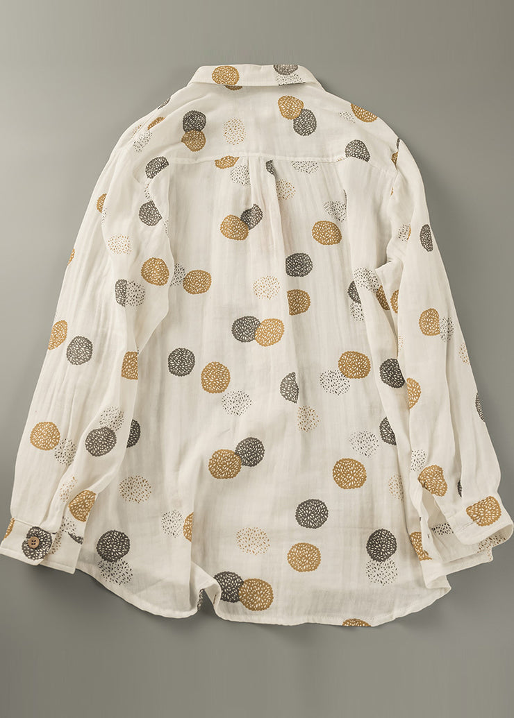 Fitted Orange Oversized Print Cotton Shirt Tops Spring