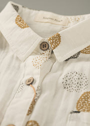 Fitted Orange Oversized Print Cotton Shirt Tops Spring