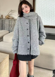 Fitted Orange Oversized Thick Wool Knit Cardigan Winter