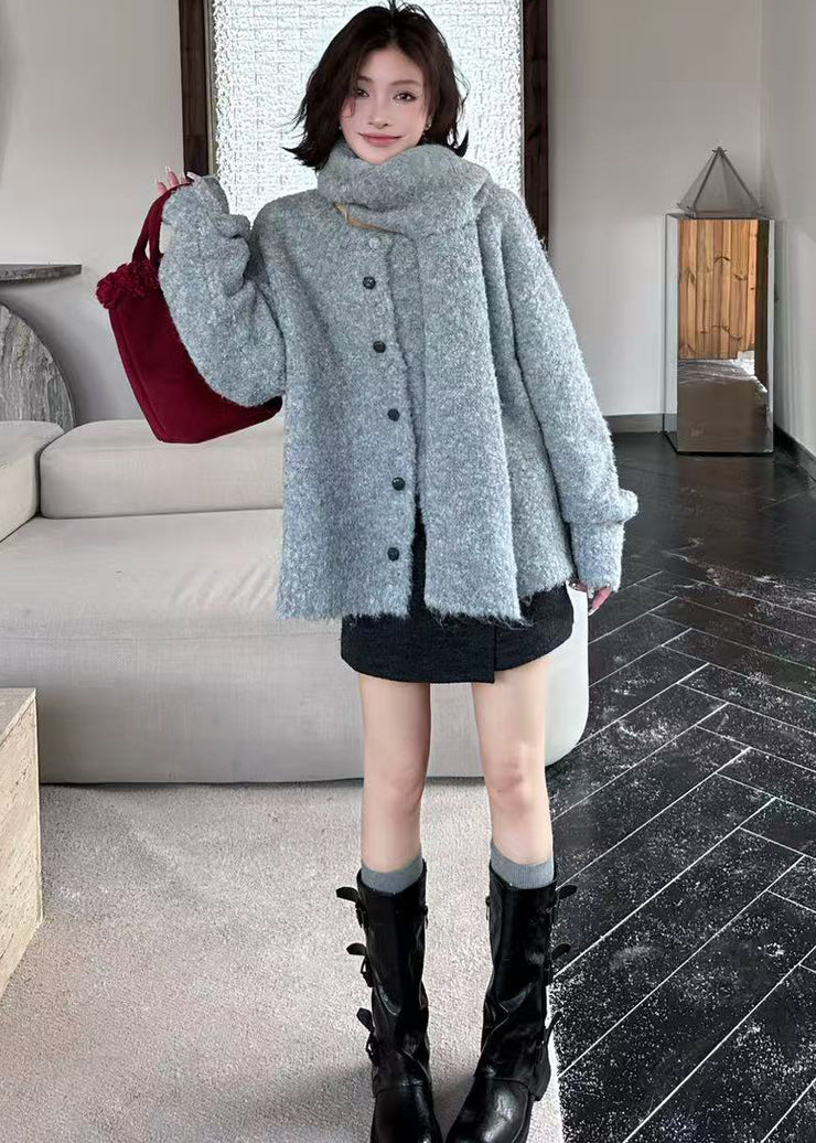 Fitted Orange Oversized Thick Wool Knit Cardigan Winter