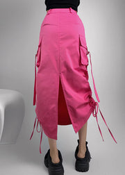 Fitted Rose Drawstring With Pockets Cotton Skirt Summer