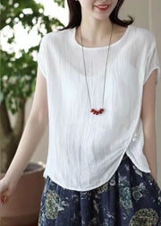 Fitted White Asymmetrical Linen Beach Vest Summer