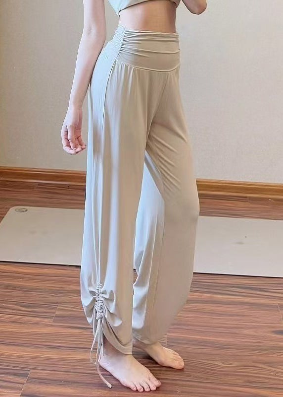 Fitted White High Waist Cinched Running Pants Fall