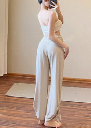 Fitted White High Waist Cinched Running Pants Fall