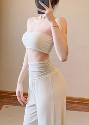 Fitted White High Waist Cinched Running Pants Fall