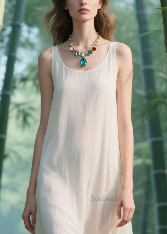 Fitted White Lace Patchwork Chiffon Long Dress Summer