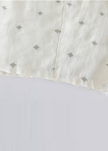 Fitted White Oversized Print Cotton Harem Pants Fall