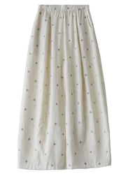Fitted White Oversized Print Cotton Harem Pants Fall