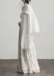 Fitted White Tassel Patchwork Lace Skirts Fall