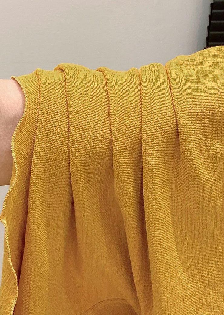 Fitted Yellow Asymmetrical One Shoulder Cotton Tank Tops Summer