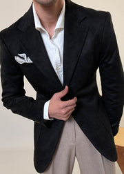 Formal Black Peter Pan Collar Button Solid Mens Coats