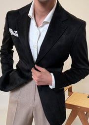 Formal Black Peter Pan Collar Button Solid Mens Coats