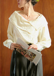 French Apricot Peter Pan Collar Button Silk Shirt Fall