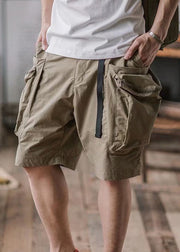 French Army Green Zip Up Pockets Cotton Men Shorts Summer