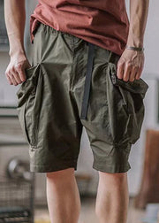 French Army Green Zip Up Pockets Cotton Men Shorts Summer